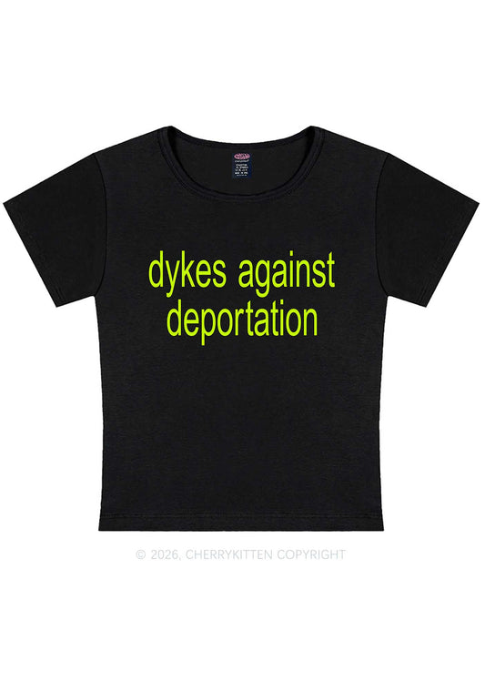 Dykes Against Deportation Pride Y2K Baby Tee Cherrykitten
