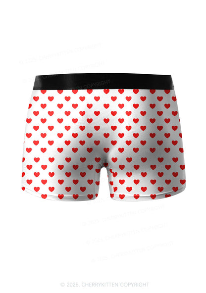 Plain Red Heart Valentine's Day Y2K Print Couples Boxer Thong Set Cherrykitten