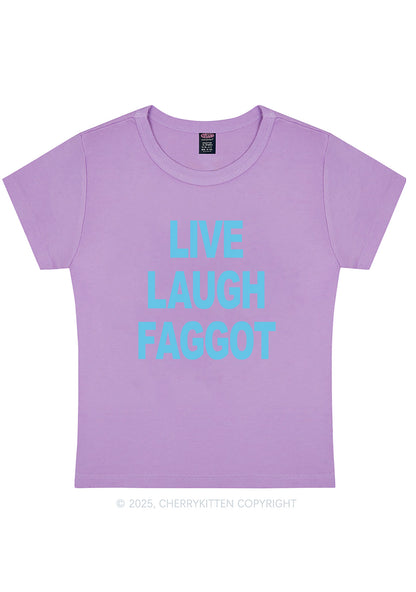 Live Laugh Faggot Pride Y2K Baby Tee Cherrykitten