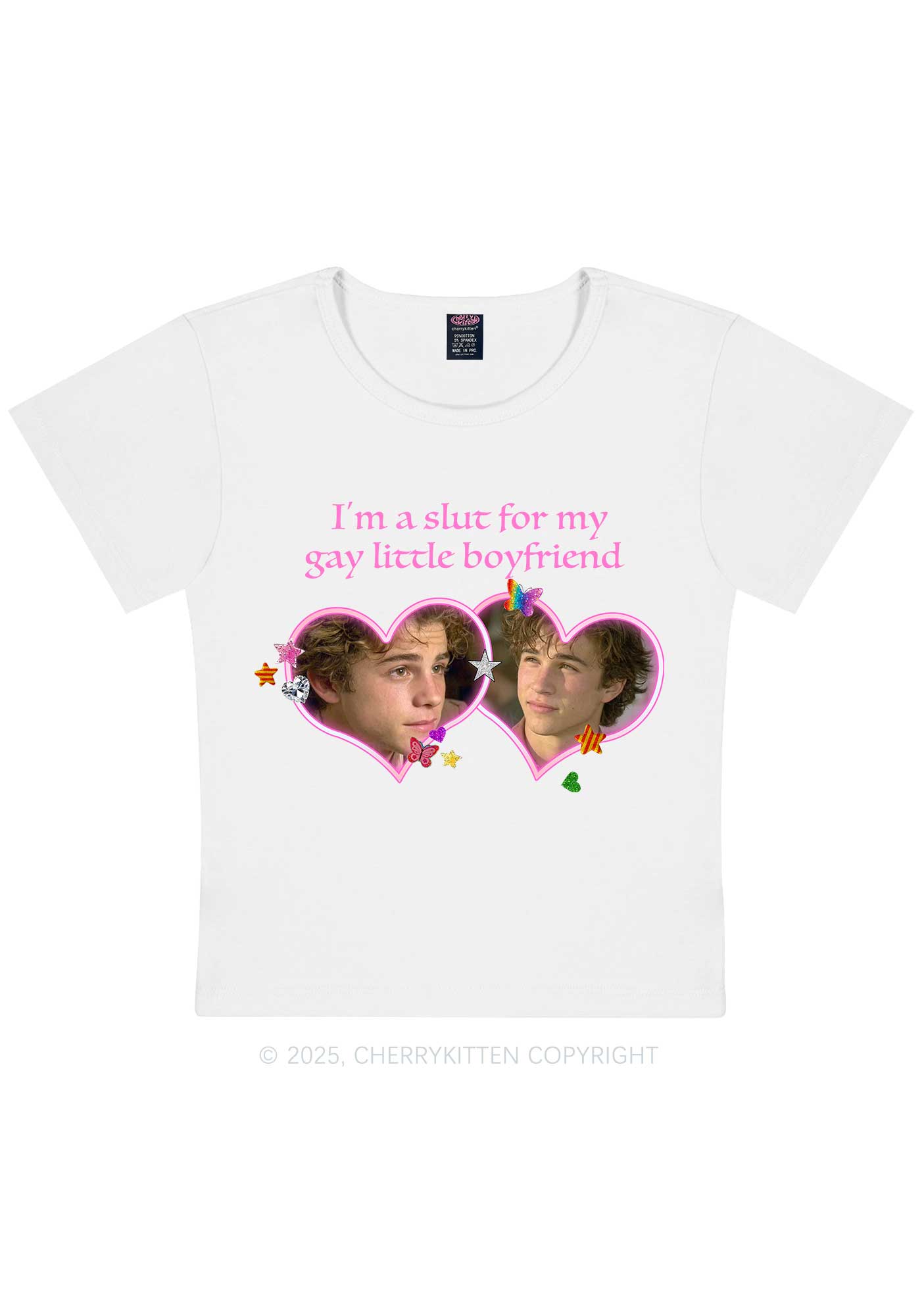 Custom Slxt Gay BF Photo Y2K Baby Tee Cherrykitten