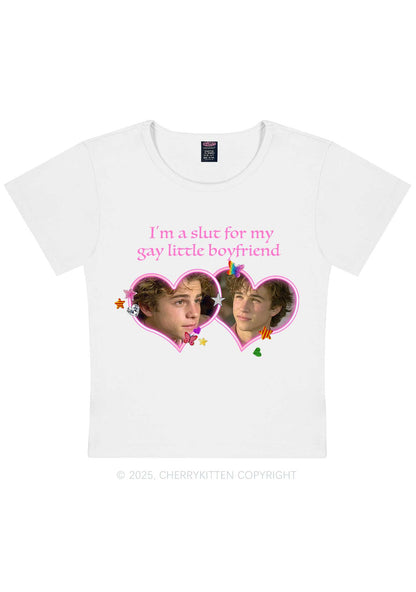 Custom Slxt Gay BF Photo Y2K Baby Tee Cherrykitten