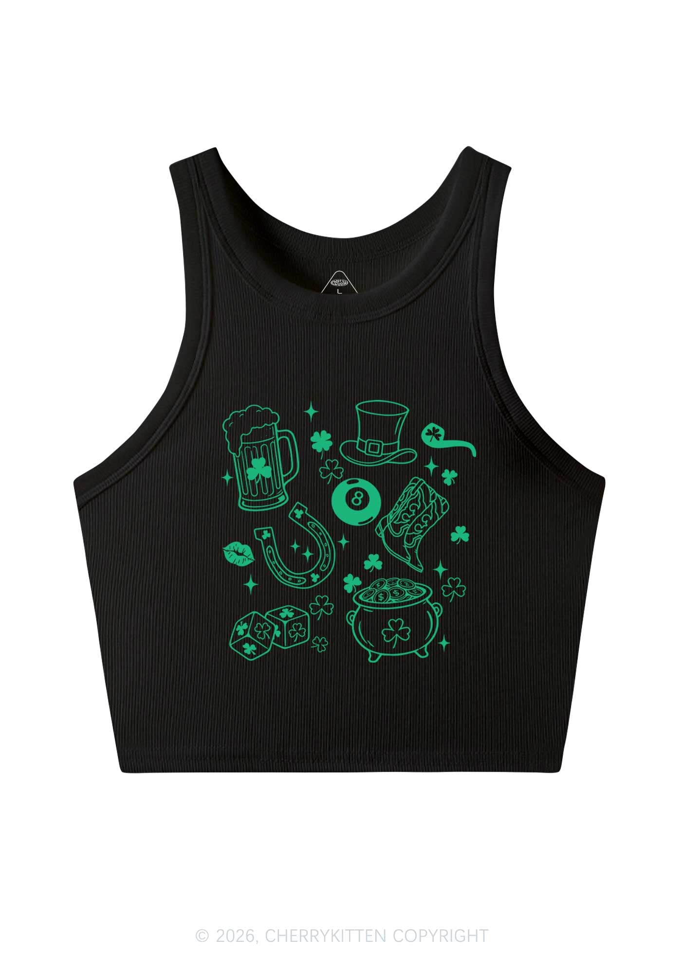 Luck Symbols St Patricks Y2K Crop Tank Top Cherrykitten