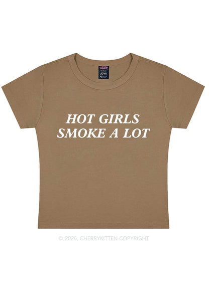 Hot Girls Smoke A Lot Y2K Baby Tee Cherrykitten