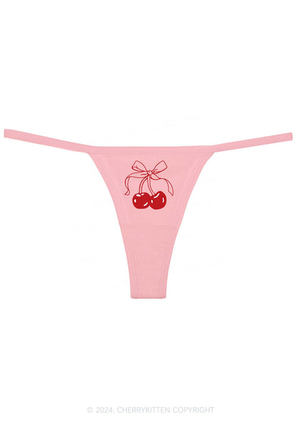 Bow Cherry Y2K Flat String Thong Cherrykitten