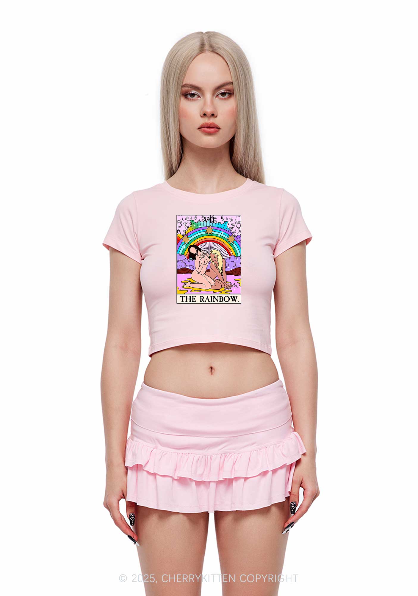 The Rainbow Y2K Baby Tee Cherrykitten