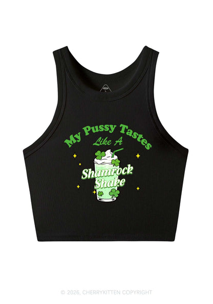 My Puxxy Tastes Like Shamrock Shake St Patricks Y2K Crop Tank Top Cherrykitten