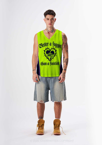 Green Better Faggot Than Fascist Pride Y2K Sport Jersey Tank Cherrykitten
