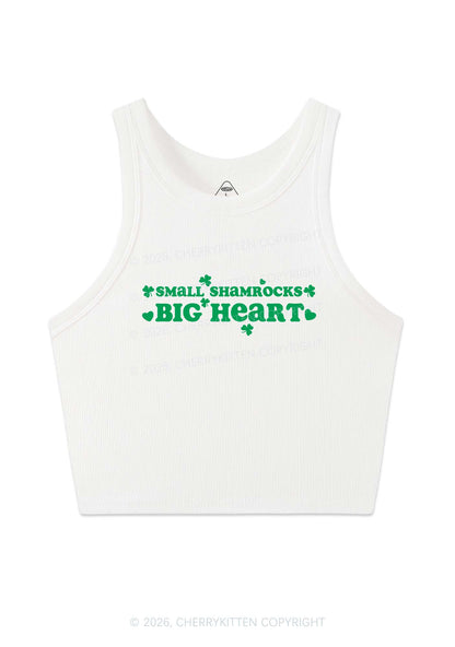 Small Shamrocks Big Heart St Patricks Y2K Crop Tank Top Cherrykitten