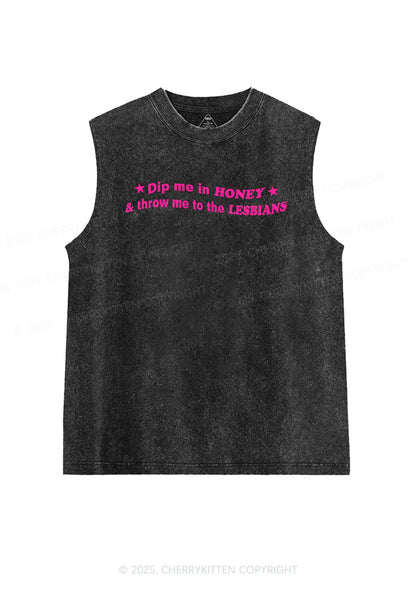 Honey Lesbians Pride Y2K Washed Muscle Tank Cherrykitten