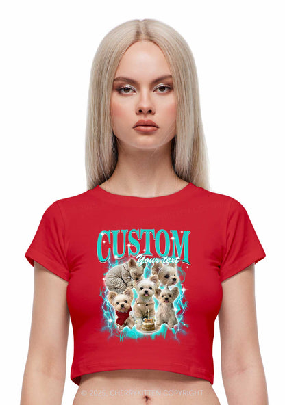 Custom Sparkle Dog Photo Y2K Baby Tee Cherrykitten