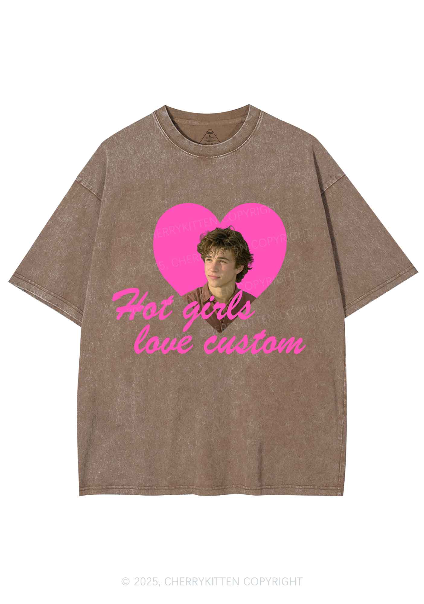 Hot Girl Custom Love Y2K Shirts Washed Tee Cherrykitten