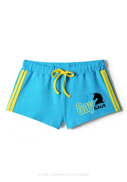 Gay Slxt Unicorn Pride Y2K Drawstring Mini Shorts Cherrykitten