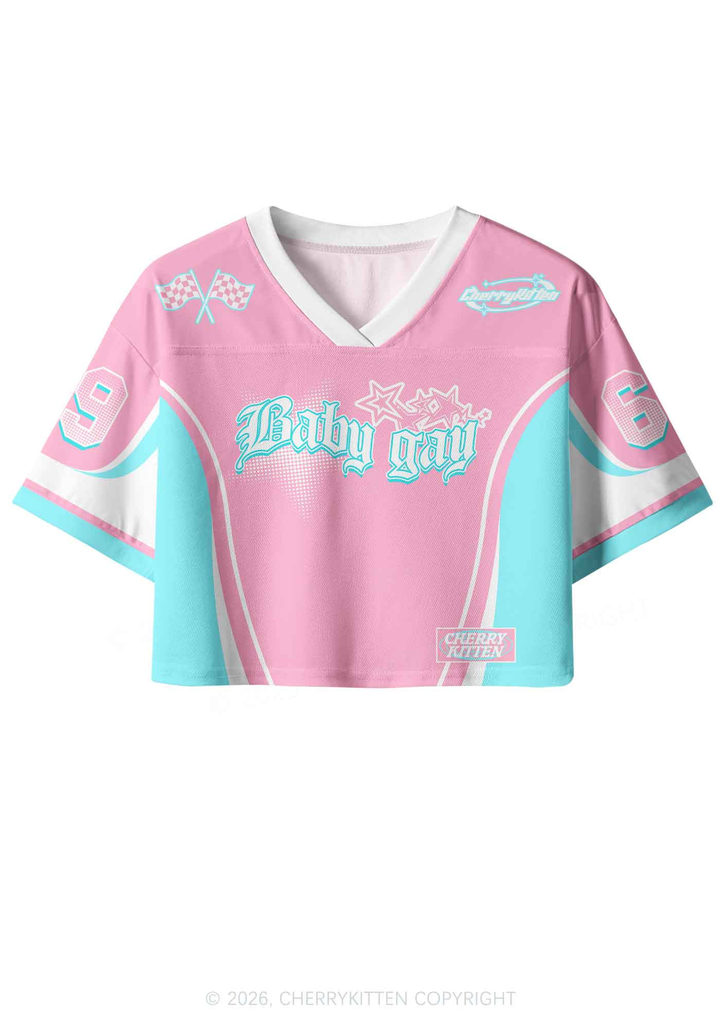 Baby Gay Pride Y2K Crop Sport Jersey Shirts Cherrykitten