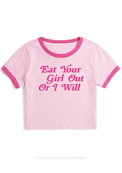 Eat Your Girl Out Y2K Ringer Tee Cherrykitten