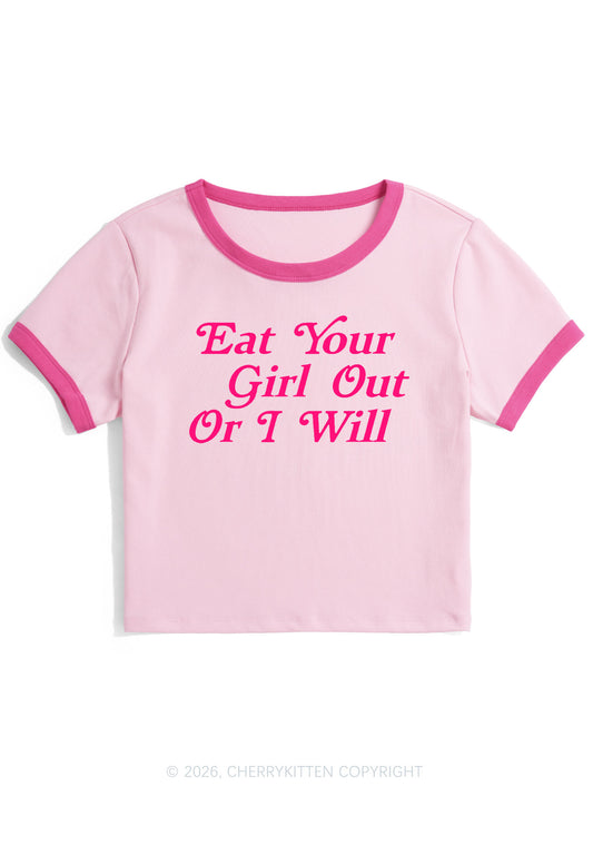 Eat Your Girl Out Y2K Ringer Tee Cherrykitten