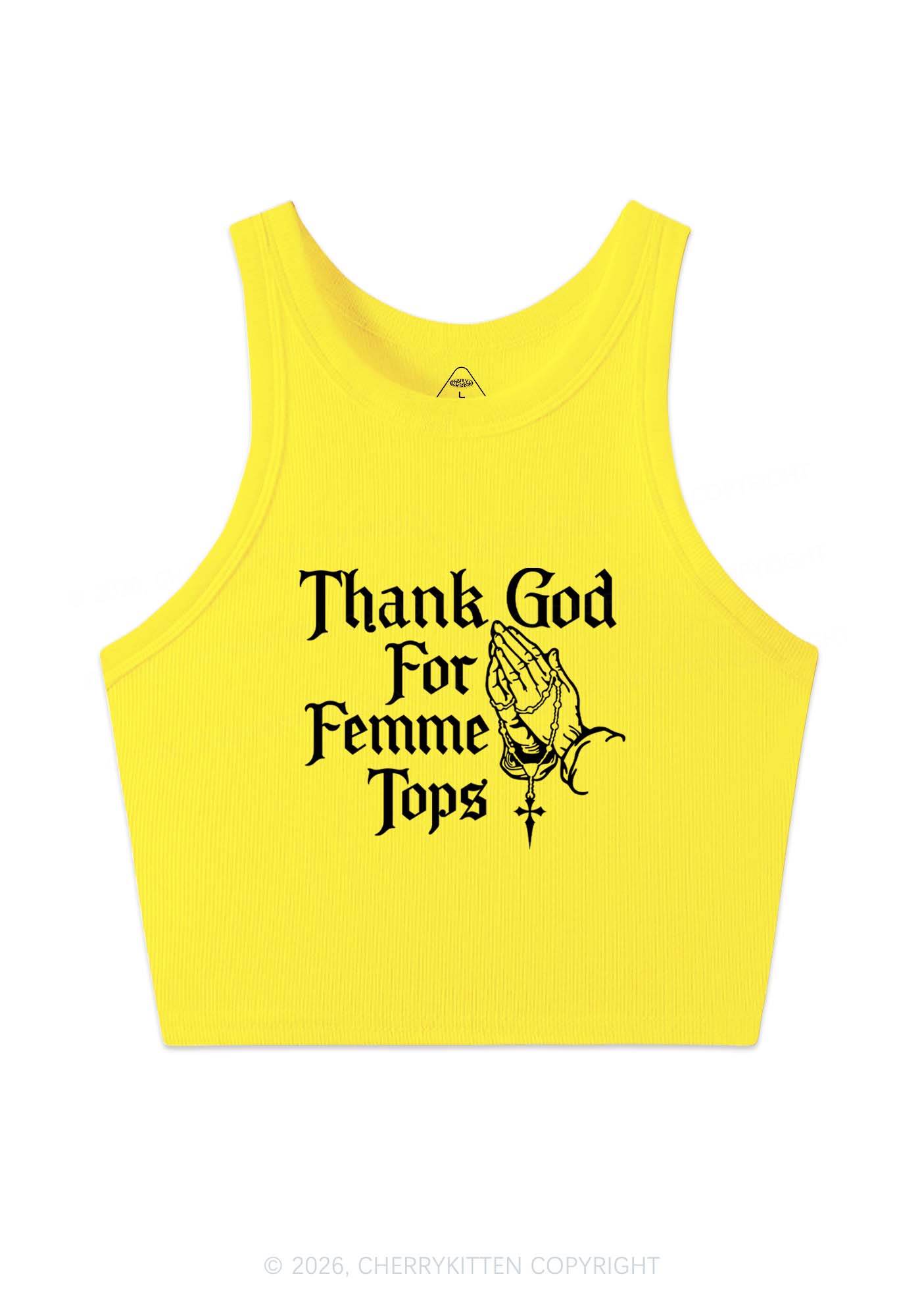 Thank God For Femme Tops Pride Y2K Crop Tank Top Cherrykitten