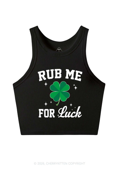 Rub Me For Luck St Patricks Y2K Crop Tank Top Cherrykitten