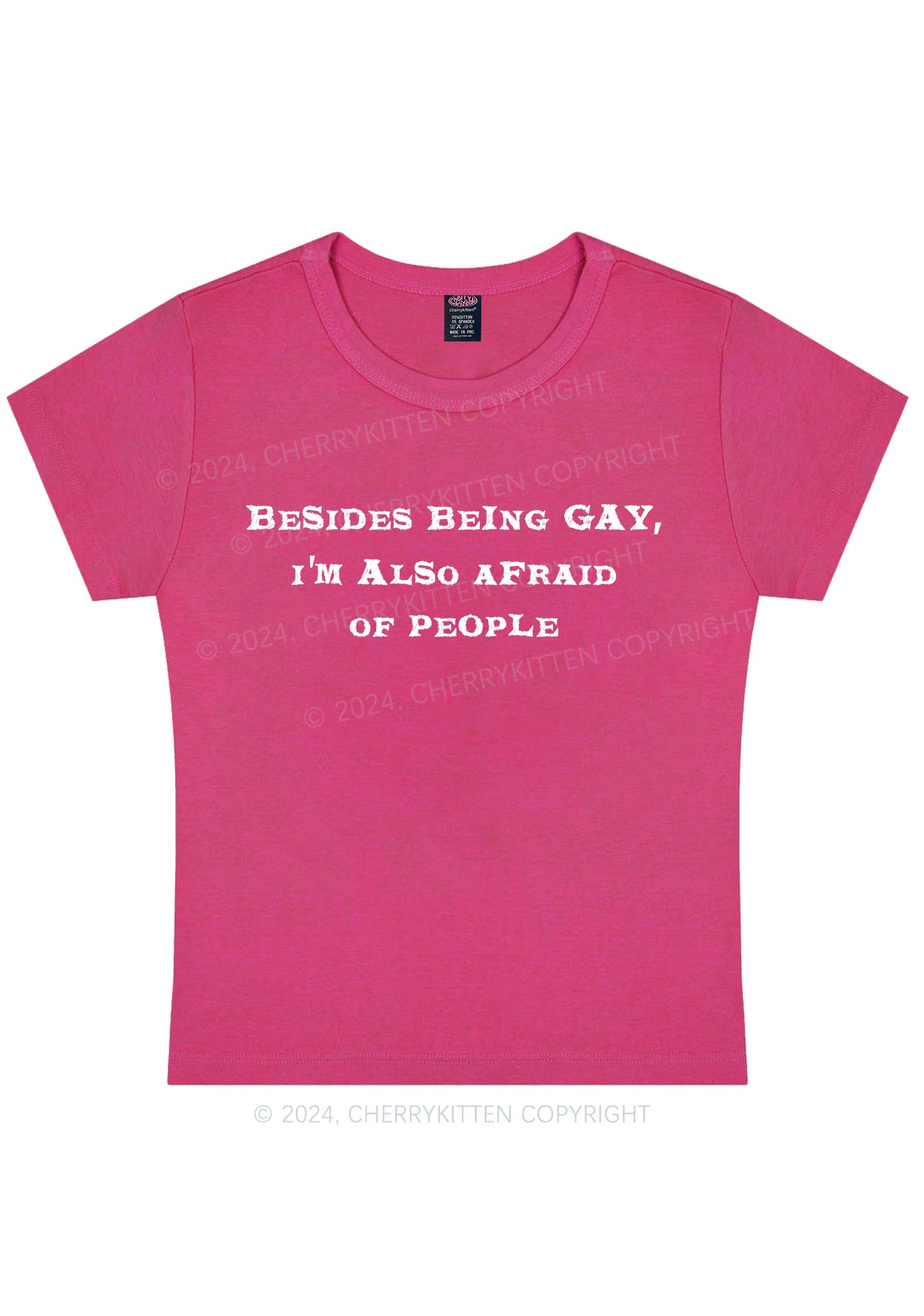 Curvy Besides Being Gay Y2K Baby Tee Cherrykitten