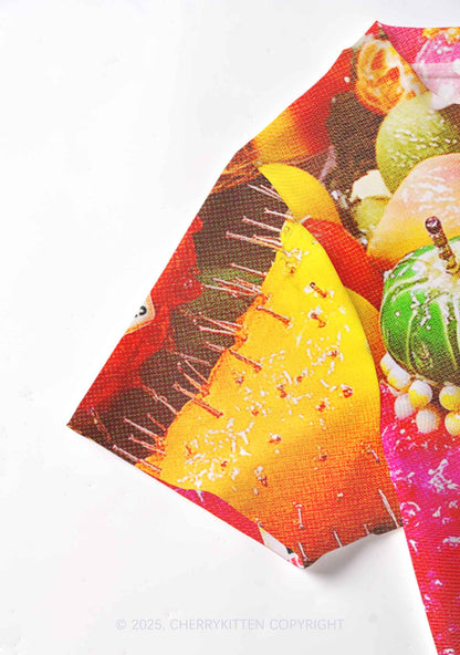 Various Fruits Pride Y2K Mesh Crop Top Cherrykitten