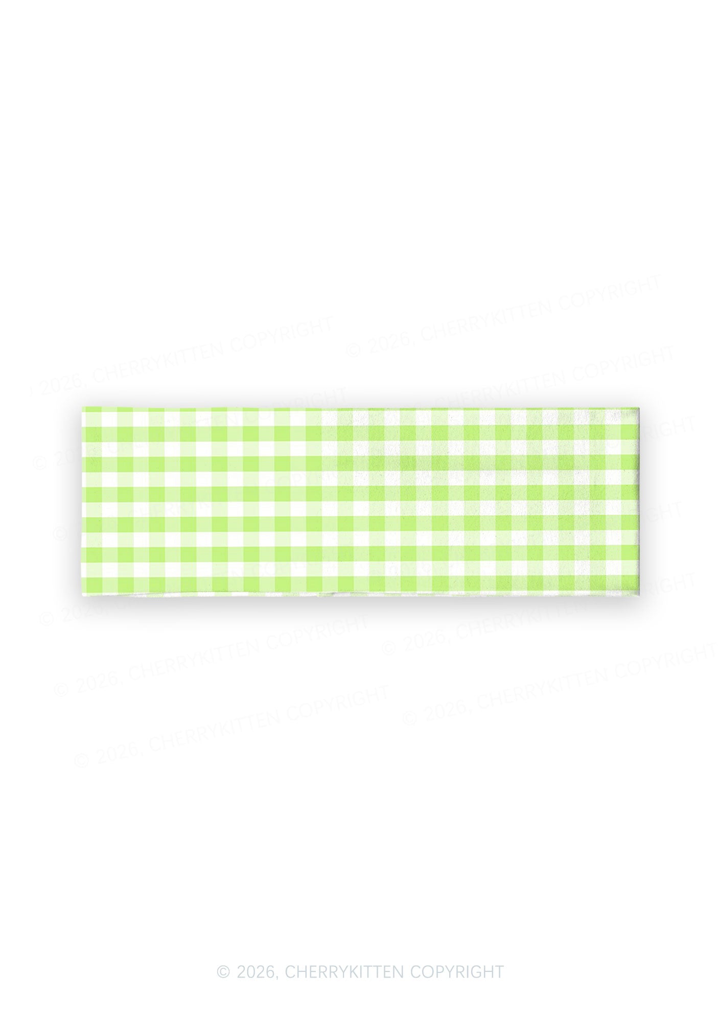 White Green Plaid Y2K Print Headband Cherrykitten