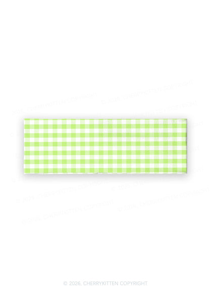 White Green Plaid Y2K Print Headband Cherrykitten