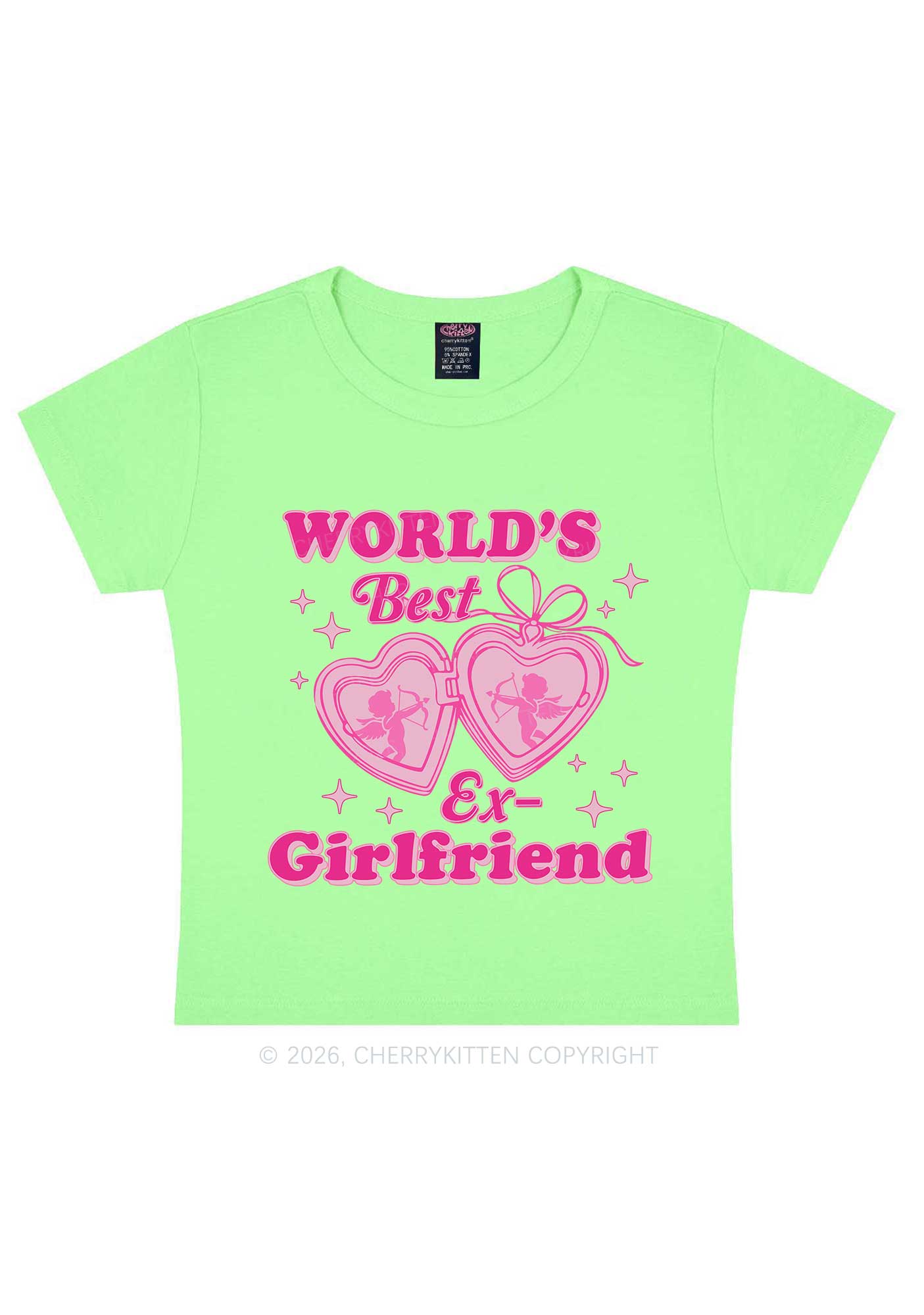 Worlds Best Ex GF Valentine's Day Y2K Baby Tee Cherrykitten
