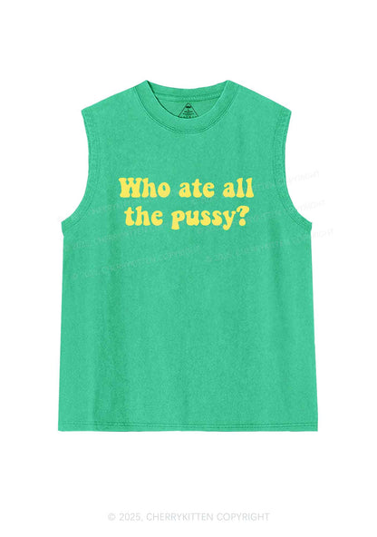 Who Ate All Puxxy Y2K Washed Muscle Tank Cherrykitten