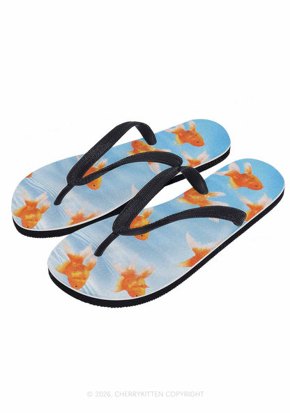 Goldfish Y2K Print Flip Flops Cherrykitten