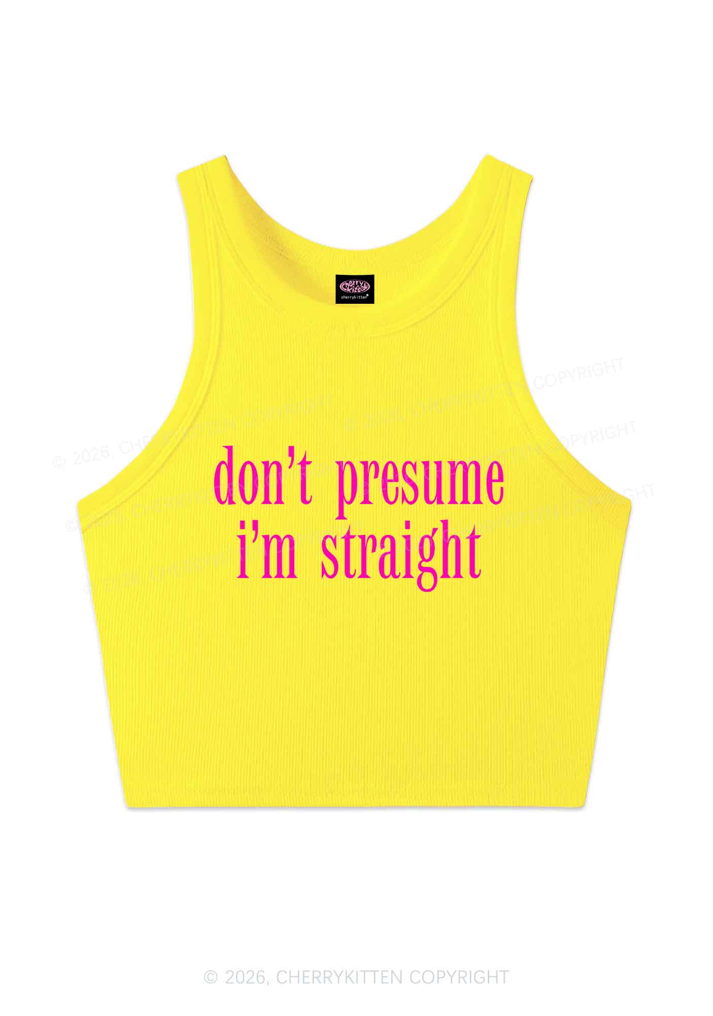 Dont Presume Im Straight Pride Y2K Crop Tank Top Cherrykitten