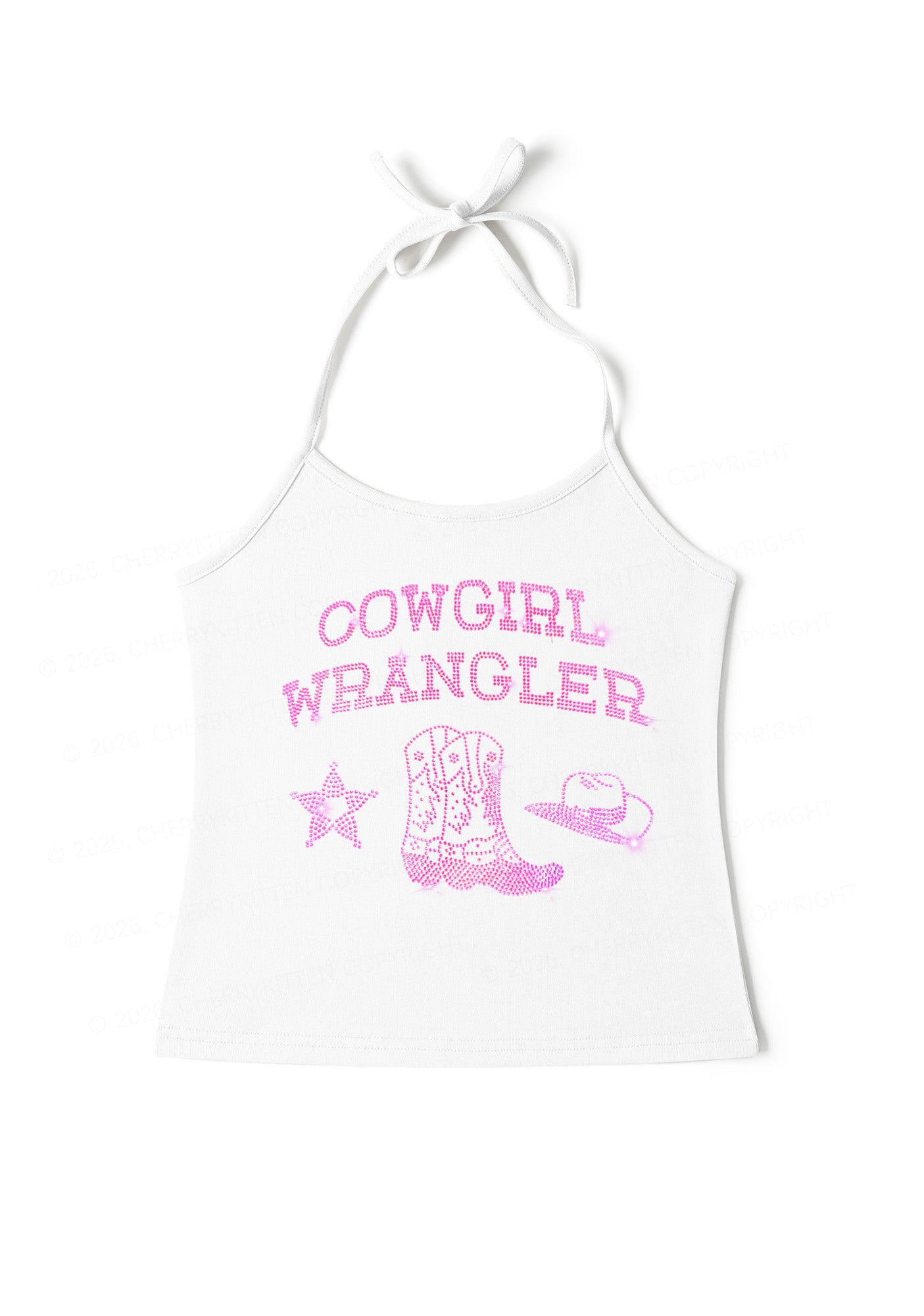 Rhinestone Cowgirl Wrangler Boots Pride Y2K Halter Neck Cami Cherrykitten