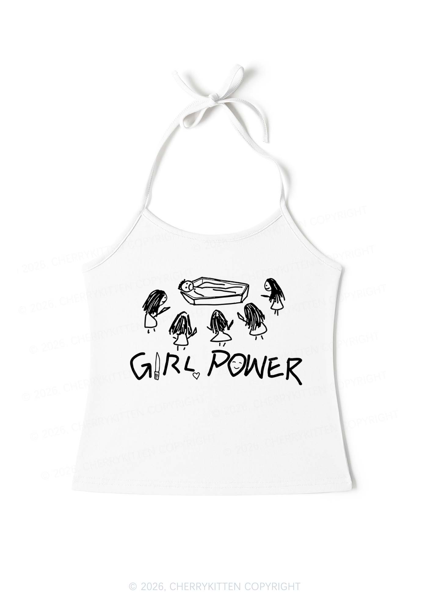 Girls Power Y2K Halter Neck Cami Cherrykitten