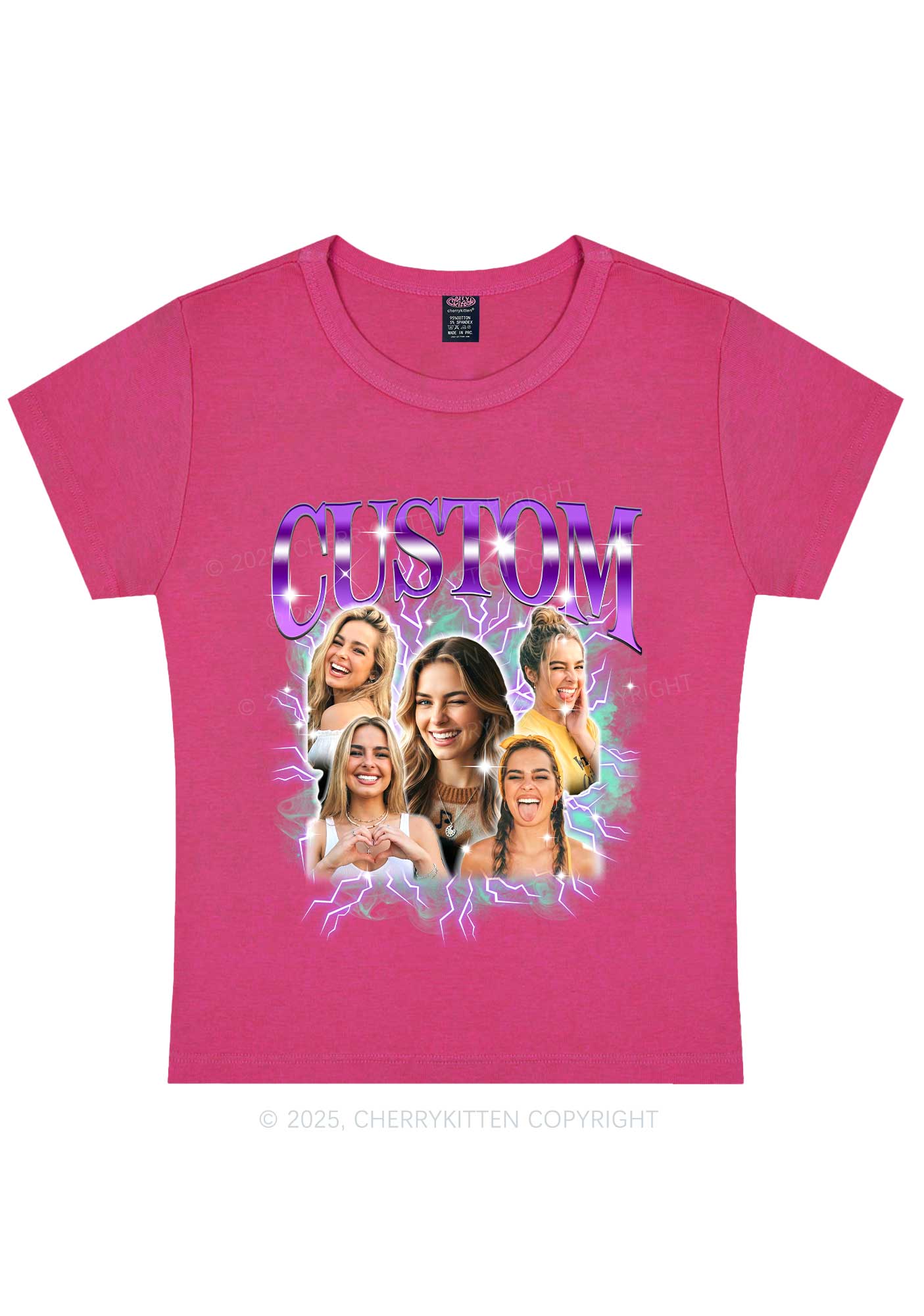 Custom Collage Portrait Y2K Baby Tee Cherrykitten