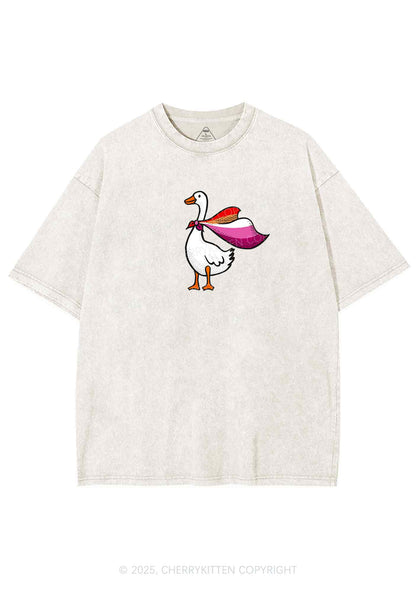 Lesbian Goose Pride Y2K Shirts Washed Tee Cherrykitten