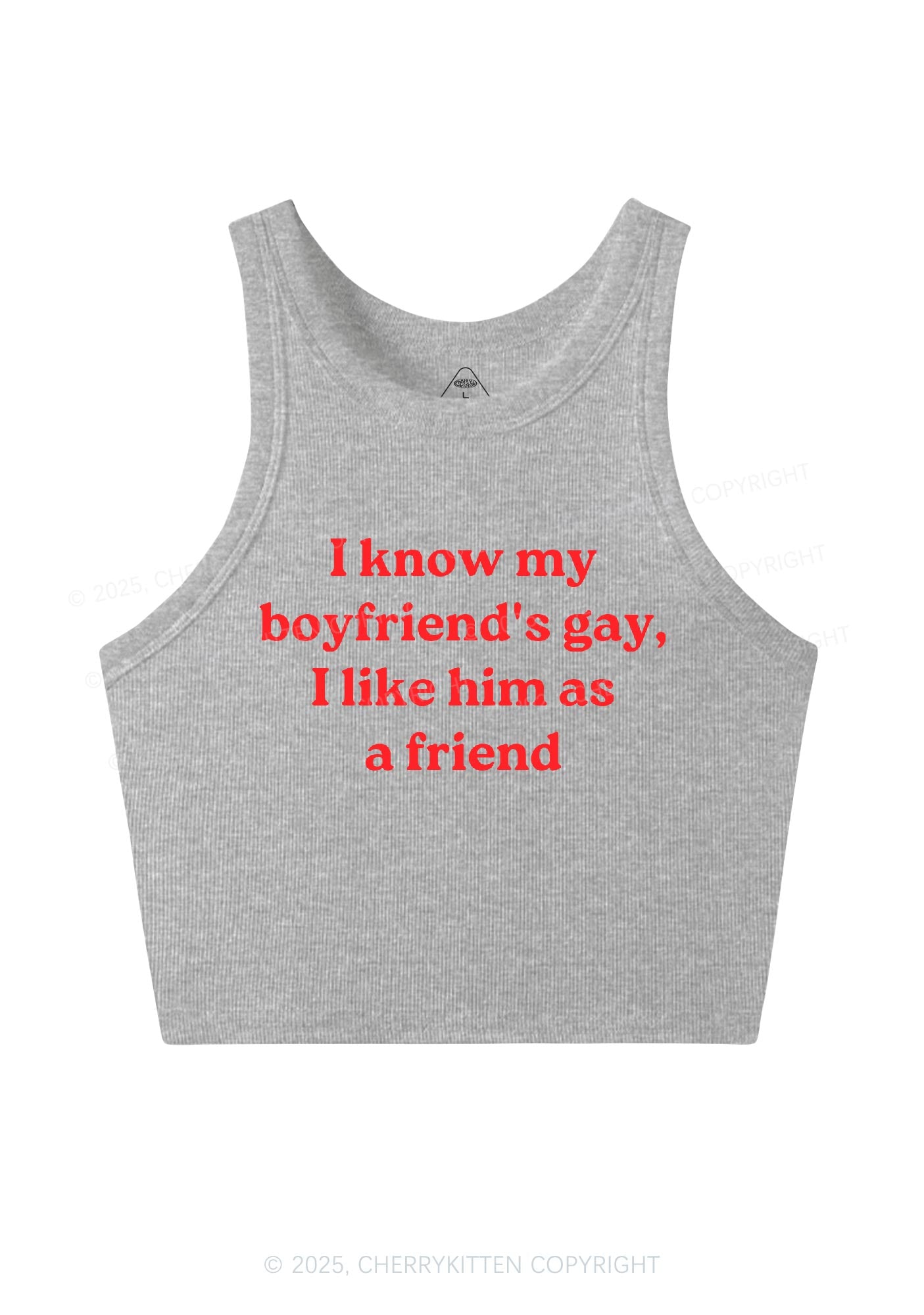 I Know My BF Is Gay Pride Y2K Crop Tank Top Cherrykitten