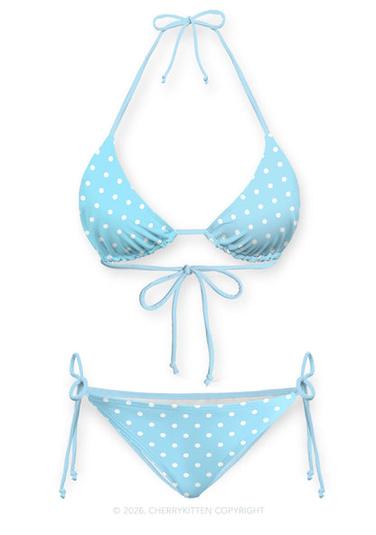 White Dots On Blue Y2K Print Bikini Set Cherrykitten