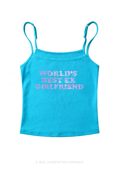 Rhinestone Best Ex Girlfriend Y2K Spaghetti Strap Cami Cherrykitten
