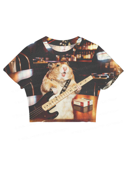 Hamster Bassist Techno Y2K Mesh Crop Top Cherrykitten