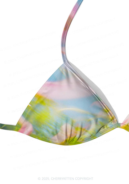 Blurred Blooms Y2K Print Bikini Set Cherrykitten