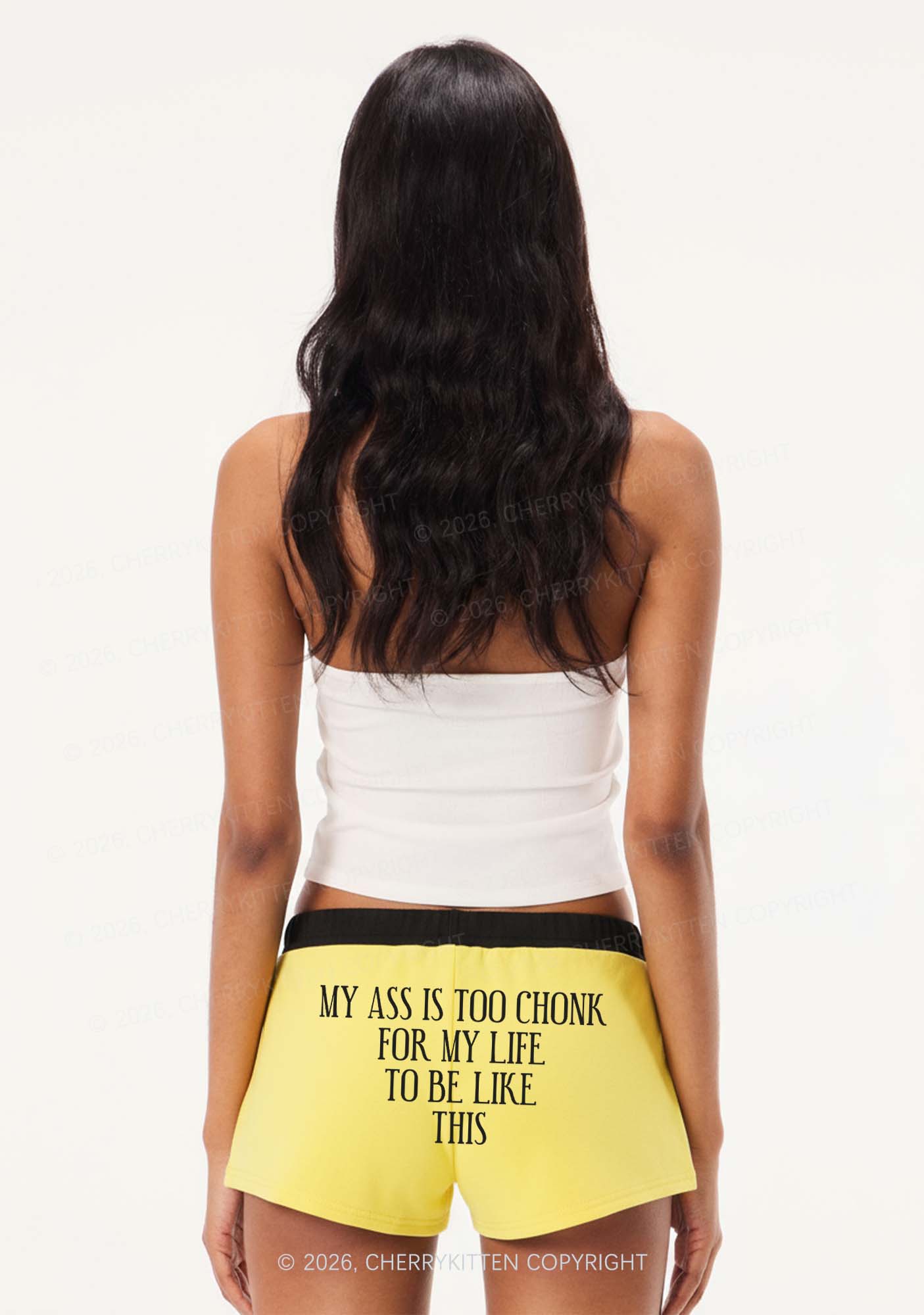 My Axx Is Too Chonk Y2K Drawstring Mini Shorts Cherrykitten