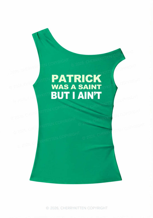 Patrick Was A Saint St Patricks Y2K Off Shoulder Tank Top Cherrykitten