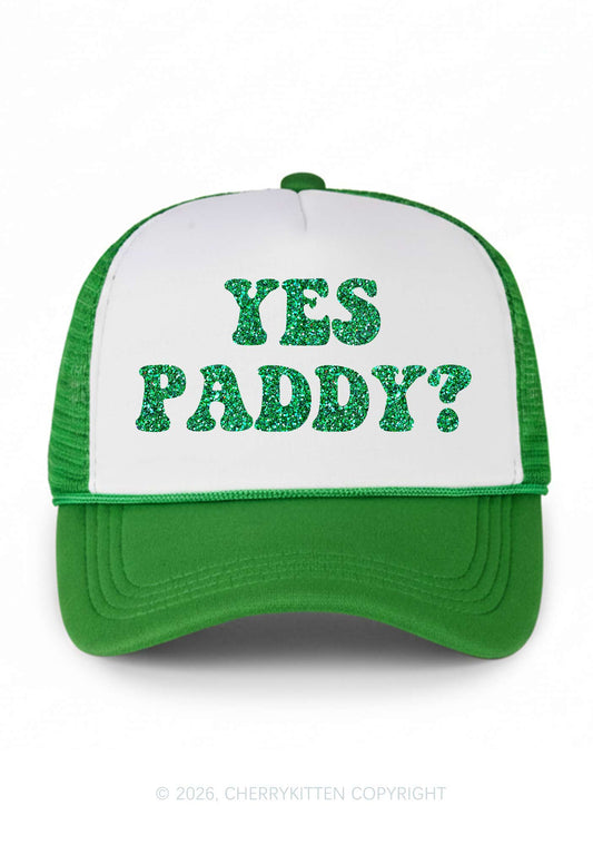 Glitter Yes Paddy St Patricks Y2K Colorblock Trucker Hat Cherrykitten