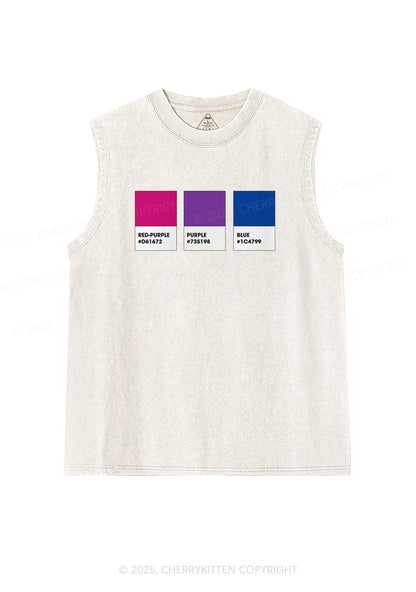 Bisexual Flag Colors Pride Y2K Washed Muscle Tank Cherrykitten