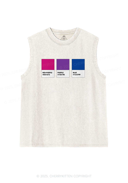 Bisexual Flag Colors Pride Y2K Washed Muscle Tank Cherrykitten