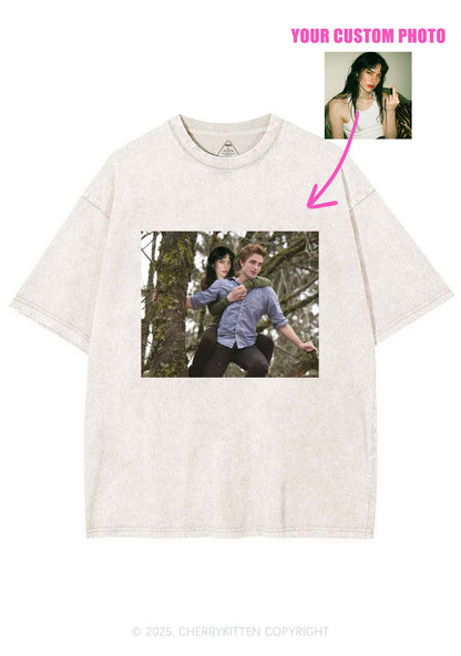 Custom Face Y2K Shirts Washed Tee Cherrykitten