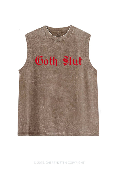 Goth Slxt Y2K Washed Tank Cherrykitten
