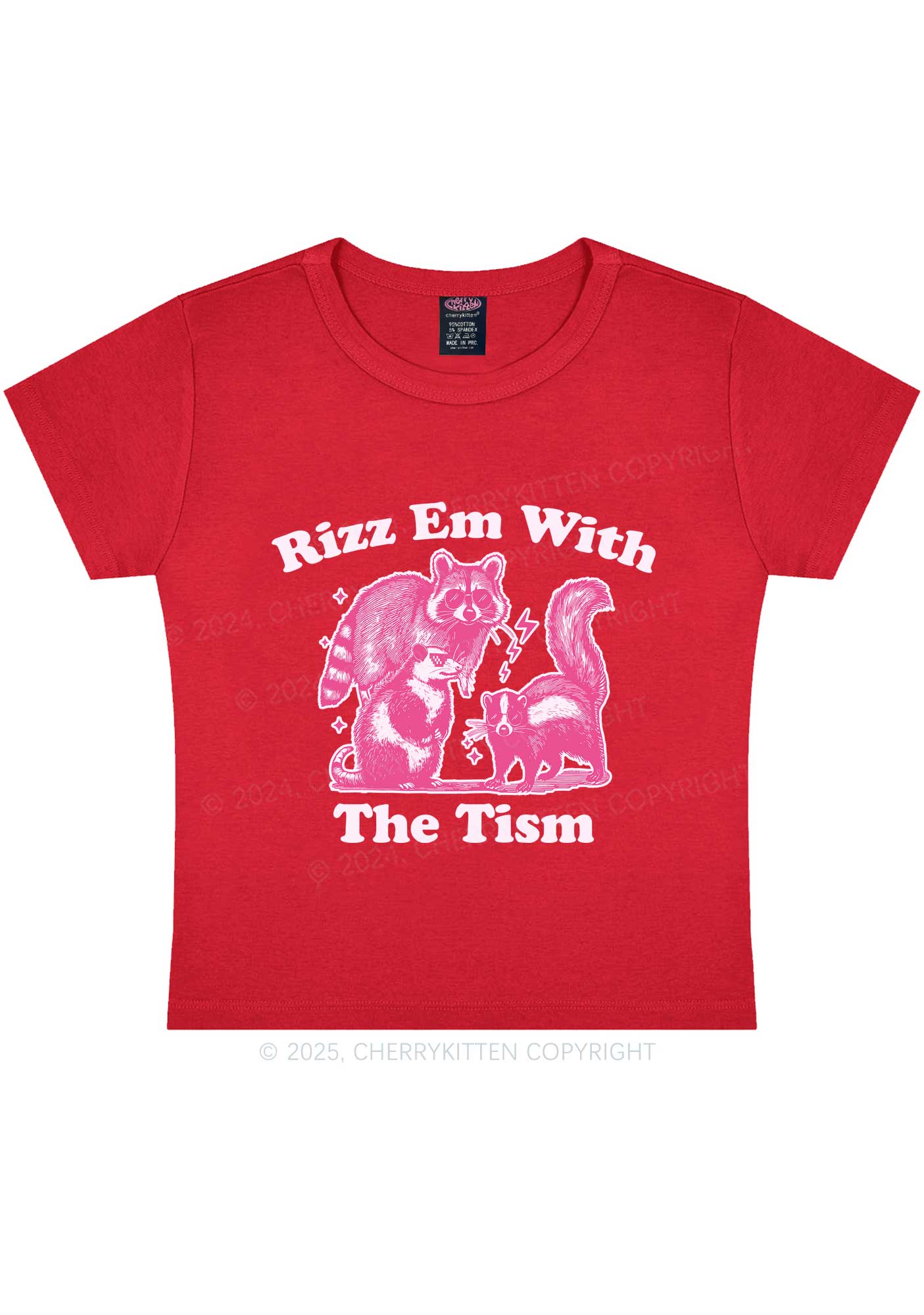 Rizz Em The Tism Y2K Baby Tee Cherrykitten