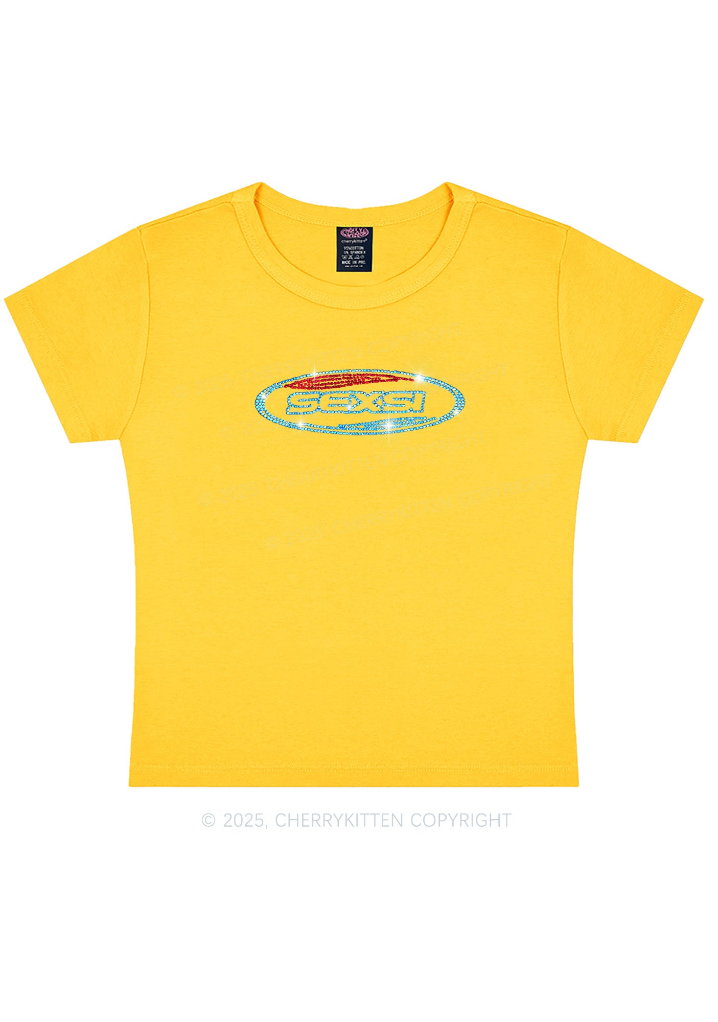 Rhinestone Sexsi Slogan Y2K Baby Tee Cherrykitten