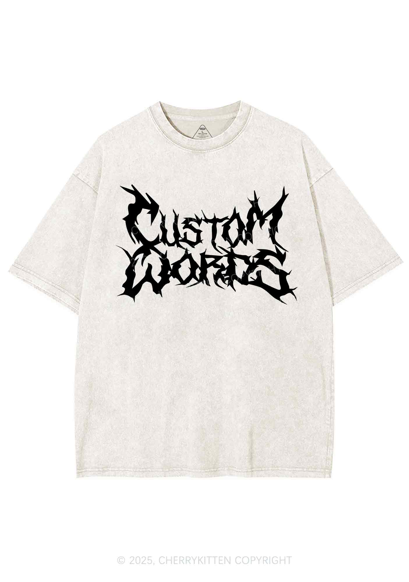 Custom Text Punk Font Y2K Shirts Washed Tee Cherrykitten