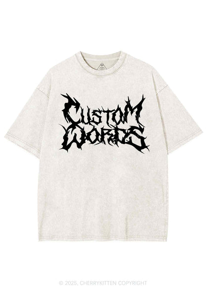 Custom Text Punk Font Y2K Shirts Washed Tee Cherrykitten