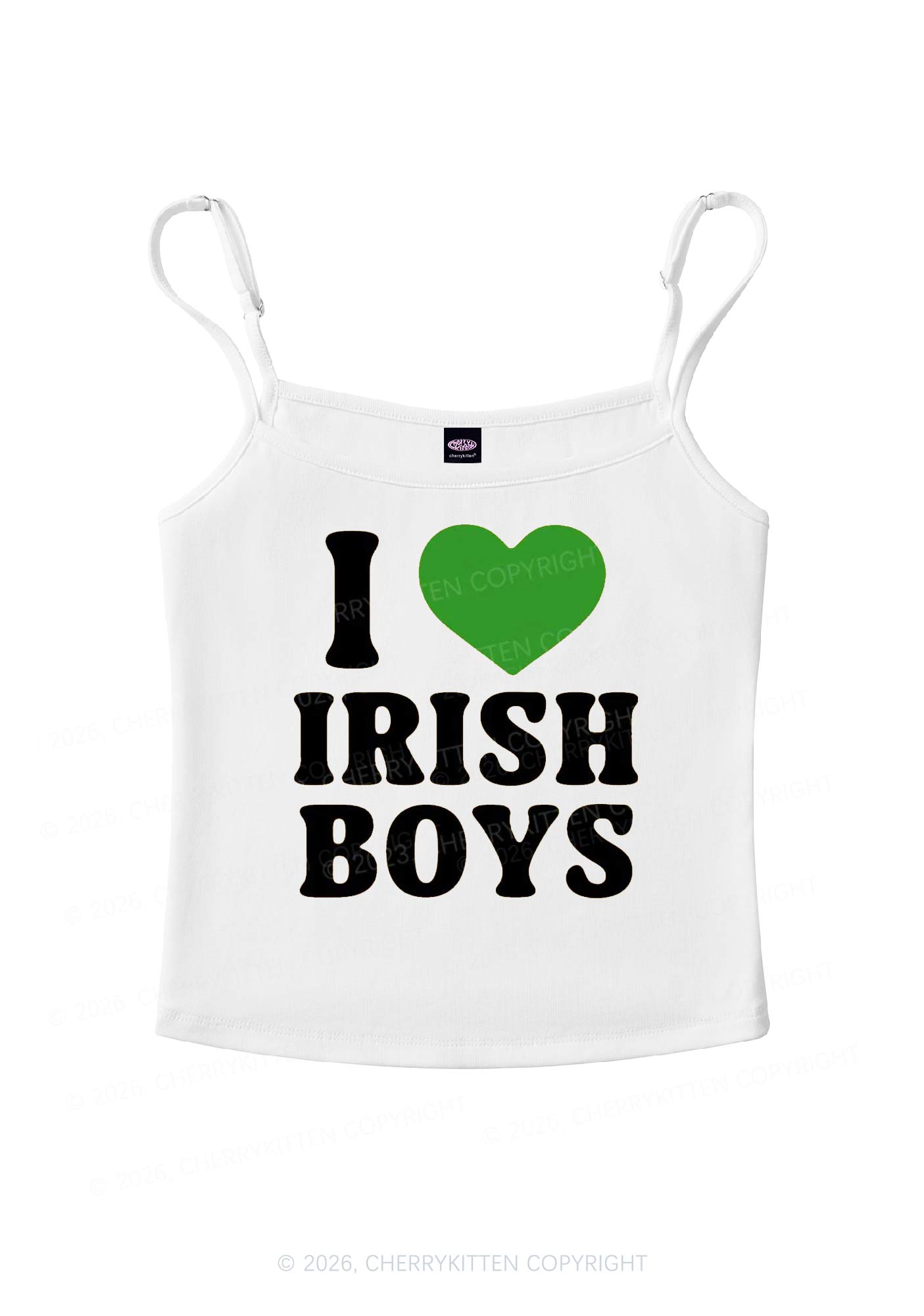 I Love Irish Boys St Patricks Y2K Spaghetti Strap Cami Cherrykitten